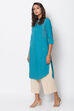 Orange Cotton Flax Front Open Solid Kurta image number 3