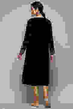 Black Poly Velvet Straight Printed Kurta image number 3