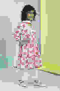 Red and White Cotton Floral Tiered Suit Set image number 5