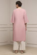 Blue Cotton Straight Solid Kurta image number 3