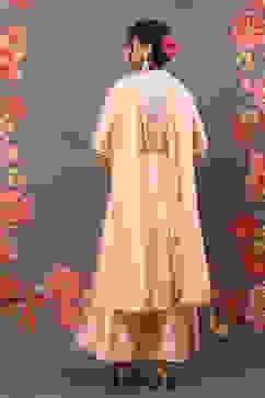 Rohit Bal Peach Cotton Blend Anarkali Kurta Suit Set image number 4