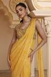 Yellow Art Silk Gathered Gown Saree