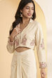 Ivory Viscose Rayon Embroidered Layered Fusion Set image number 1