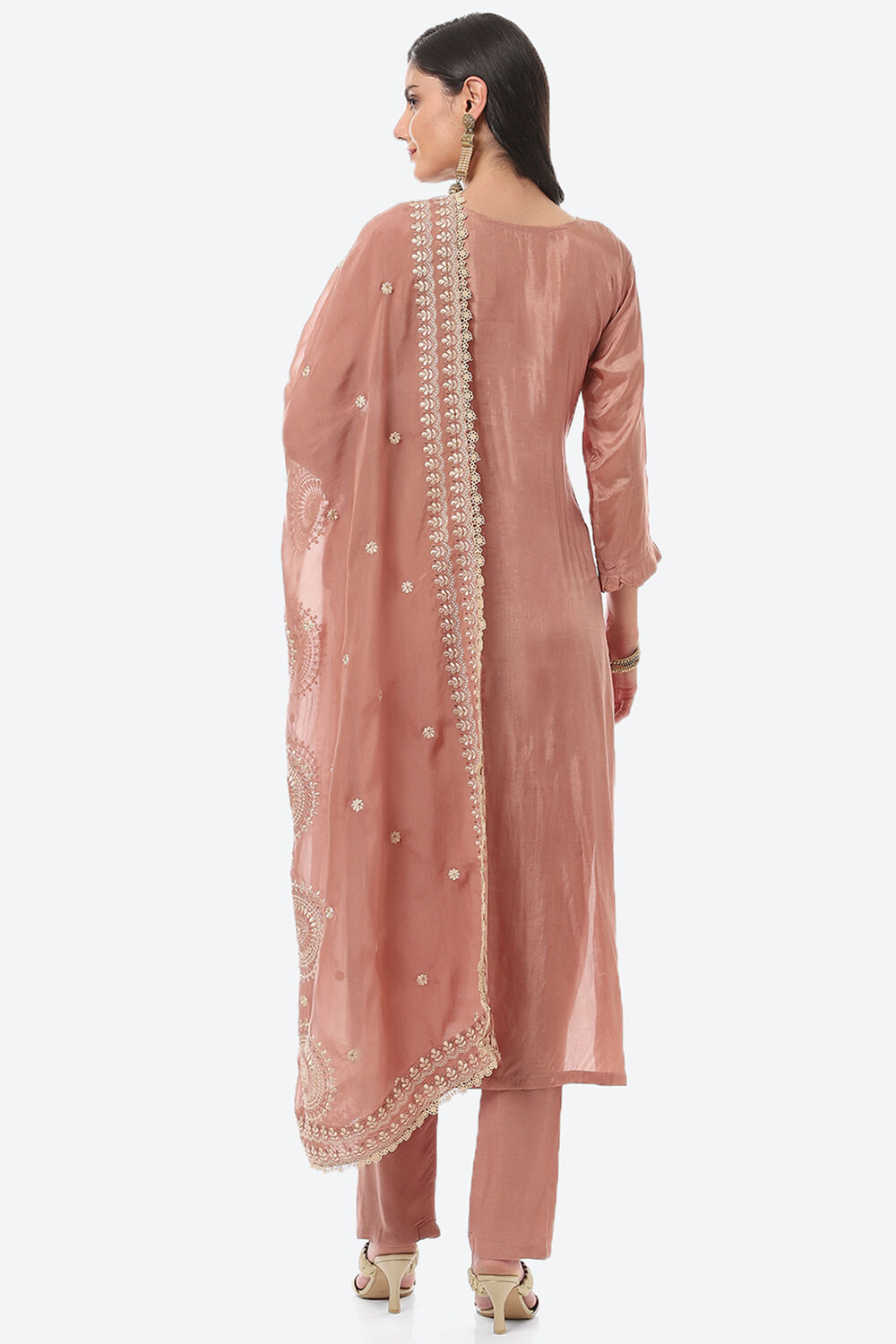 Grey Organza Unstitched Suit Set image number 4