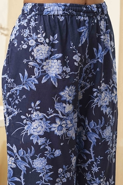 Indigo Pure Cotton Floral Gathered Suit Set image number 2