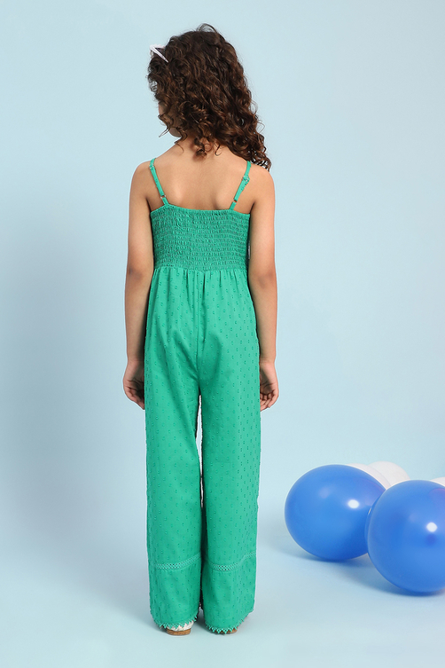 Green Cotton Strappy Straight Jumpsuit image number 3