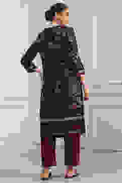 Brown Floral Printed Straight Kurta image number 3