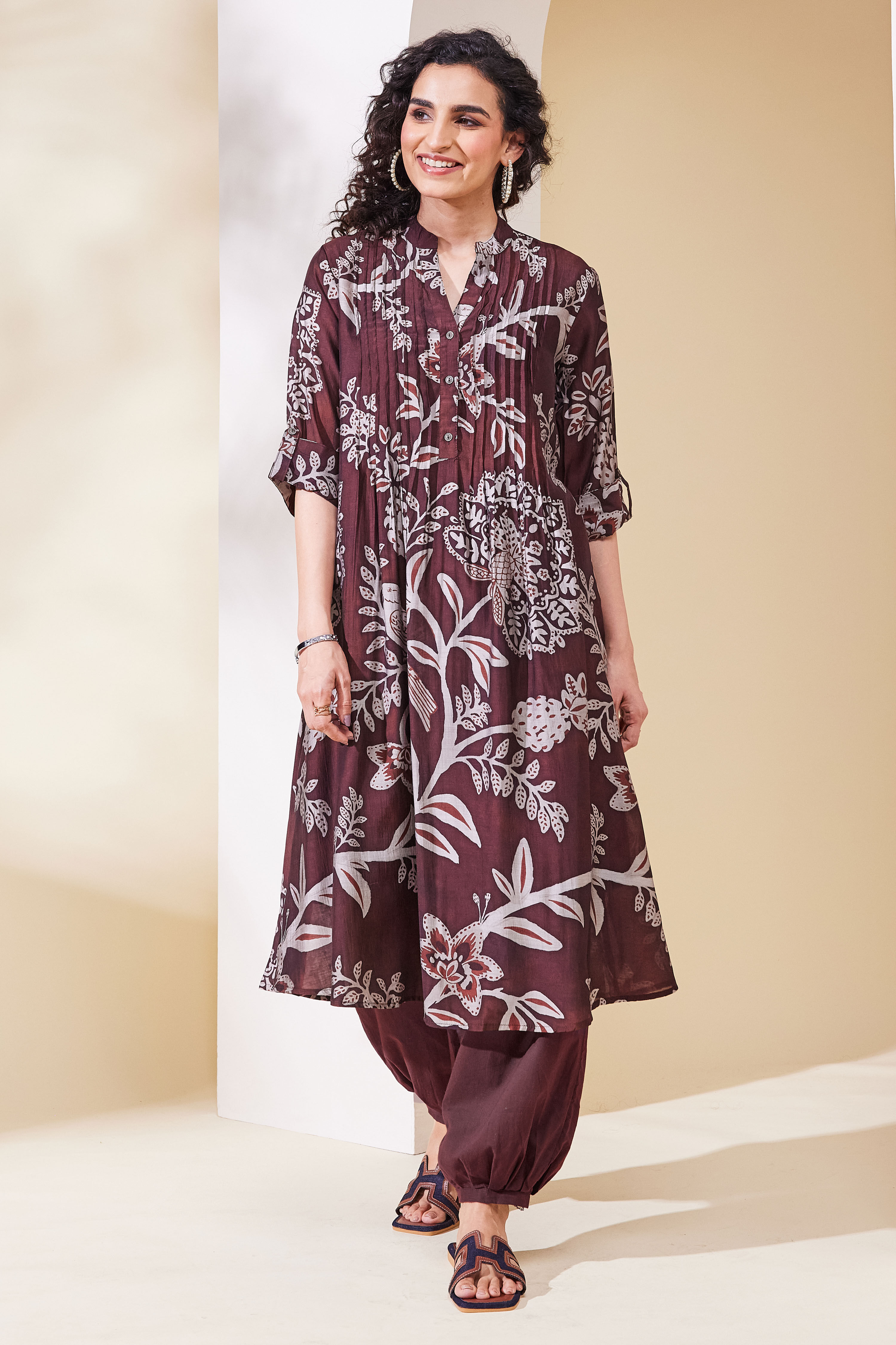 Brown Viscose Blend Straight Kurta image number 0