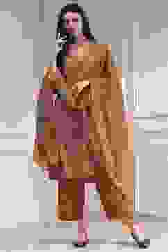 Rust Printed Straight Suit Set image number 6