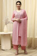 Yellow Georgette Schiffli Unstitched Suit Set image number 7