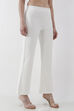 Beige Viscose Blend Flared Pants image number 3