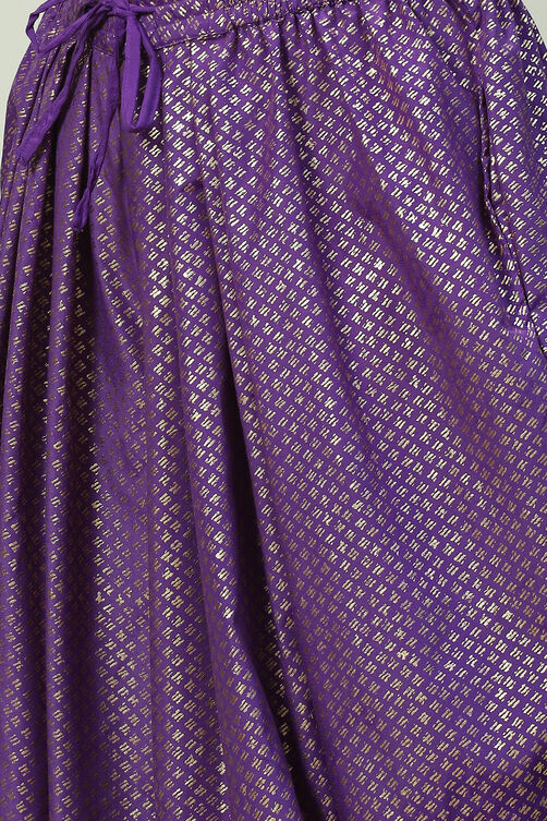 Purple Art Silk Asymmetric Kurta Dhoti Salwar Suit Set image number 2