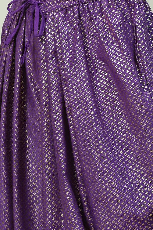 Purple Art Silk Asymmetric Kurta Dhoti Salwar Suit Set image number 2
