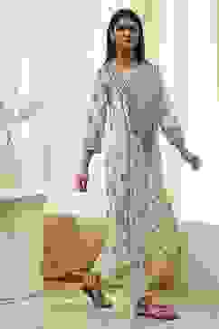 Cream-Colored Printed Straight Kurta image number 4