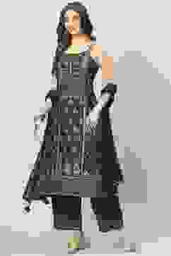 Choco Brown Viscose Blend Straight Printed Kurta Suit Set image number 1