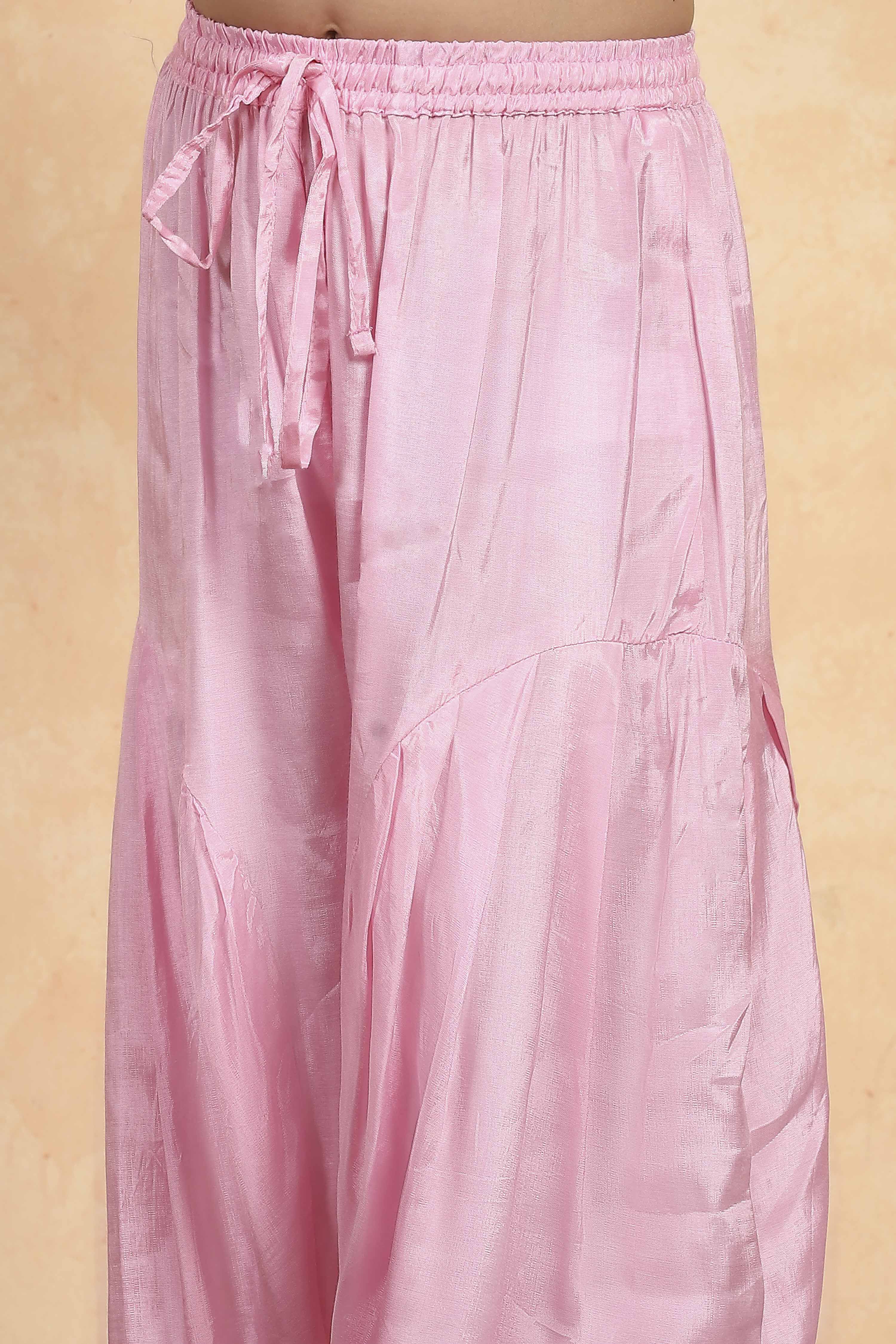 Dark Pink Polyester Straight Solid Suit Set image number 2