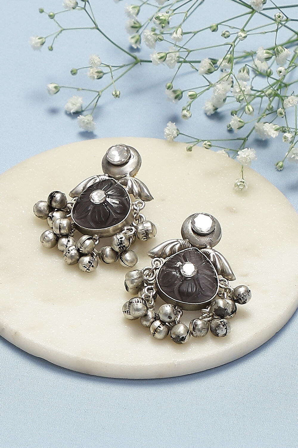 Dark Grey Brass Earrings image number 0