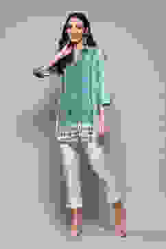 Petrol LIVA Short Kurta Printed Shirt image number 0