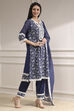 Blue Chanderi Embroidered Straight Suit Set image number 5