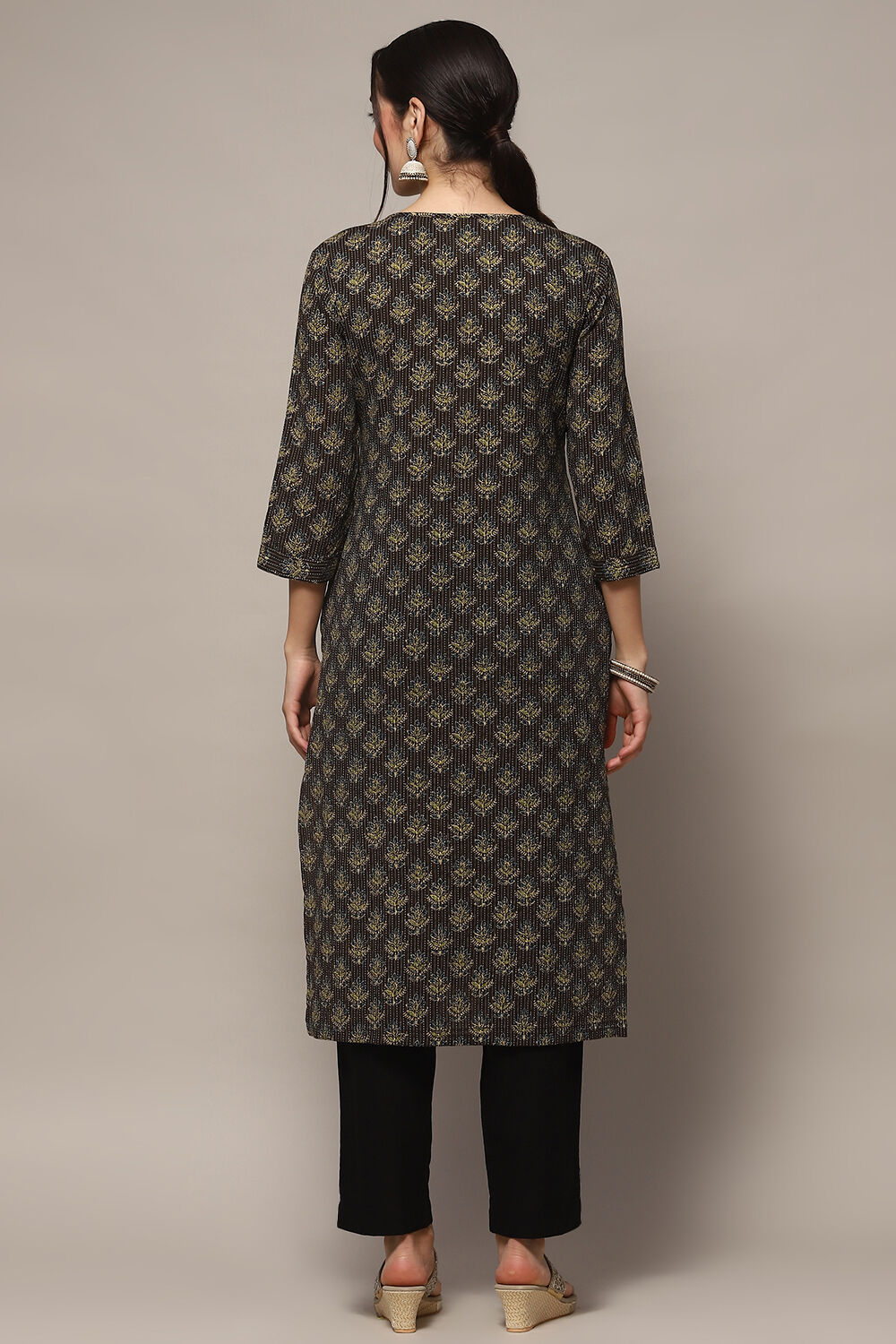 Mustard Tussar Unstitched Suit set image number 6