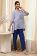 Dull Blue Modal Blend Straight Printed Kurta image number 4