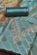 Olive Organza Unstitched Suit Set image number 1