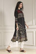 Black Viscose Rayon Straight Printed Kurta image number 4