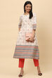 Off White Cotton A Line Kurta image number 5