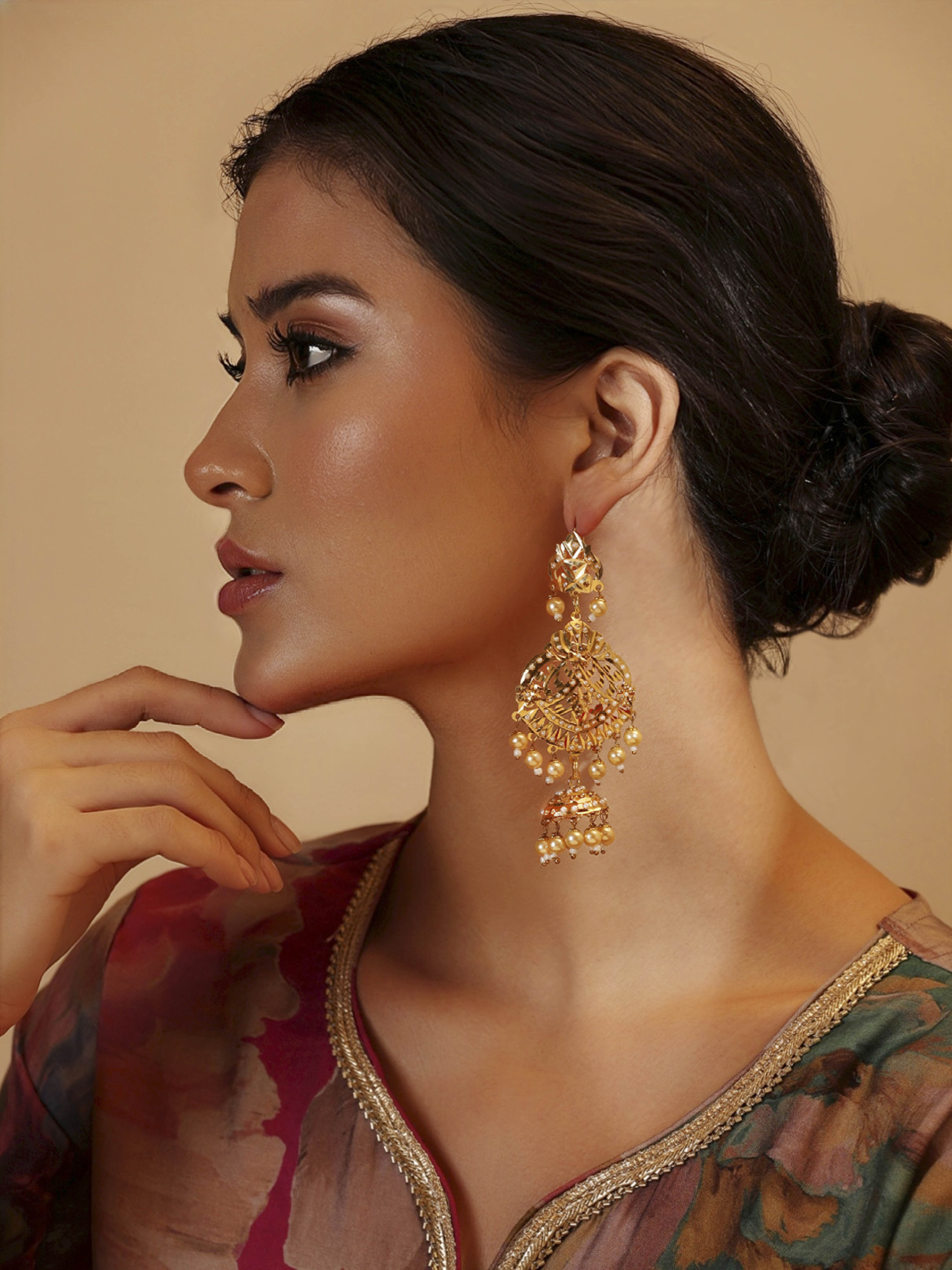 White Gold Plated Brass Jhumkas image number 3