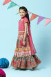 Berry Poly Viscose Short Top Lehenga Set image number 5