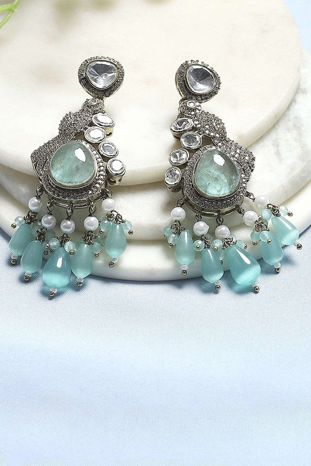 Mint Green Brass Drop & Danglers image number 0