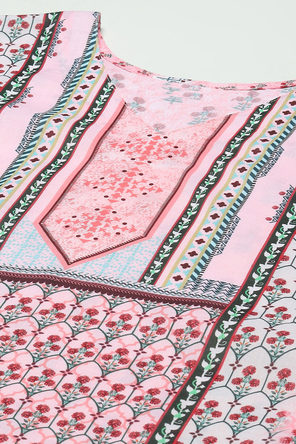 Pink Cotton Blend Digital Print Unstitched Suit Set image number 2