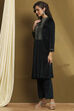 Navy Polyester Straight Suit Set image number 3