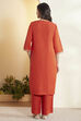 Rust Cotton Yoke Design Straight Kurta Set image number 6