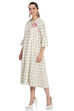 Off White A-Line Cotton Yarndyed Dress image number 1