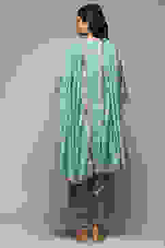 Sap Green Cotton Blend Kalidar Kurta Salwar Suit Set image number 4