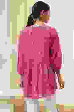Pink Straight Printed Short Kurta image number 3