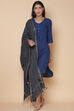 Charcoal Metallic Cotton Solid Dupatta image number 3