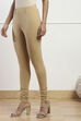 Off White Cotton Lycra Leggings image number 2
