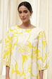 Lime and White Cotton Relaxed Short Kurta image number 1