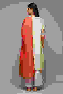 Beige Cotton Blend Straight Kurta Palazzo Suit Set image number 4