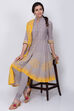 Yellow Cotton Asymmetric Kurta Churidar Suit Set image number 0