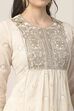 Ivory Cotton Yoke Embroidered A-Line Gathered Suit Set image number 1