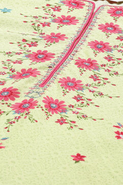 Lime Cotton Straight Kurta image number 1