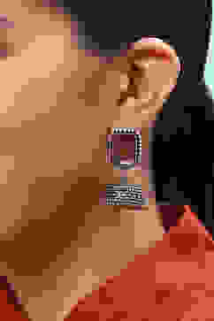 Rhodolite Brass Earrings image number 3