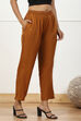 Tan Brown Mid-Rise Straight Palazzo image number 3
