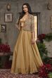 Gold Toned Art Silk Solid Lehenga Set With Jacket image number 3