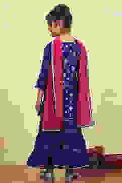 Purple Brocade Yarndyed Straight Sharara Suit Set image number 4