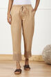 White Cotton Regular Solid Pants image number 4