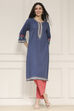 Indigo Blue Cotton Straight Printed Kurta image number 0